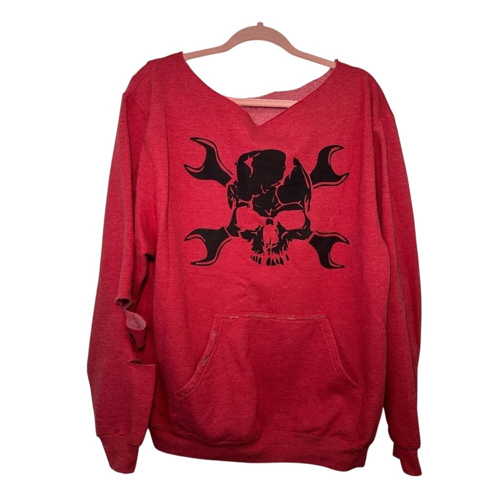 The Drive Clothing Nobody Cares Work Harder Distressed Sweatshirt Red Med